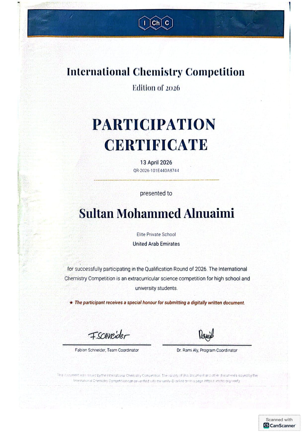 International Chemistry Competition — Qualification Round