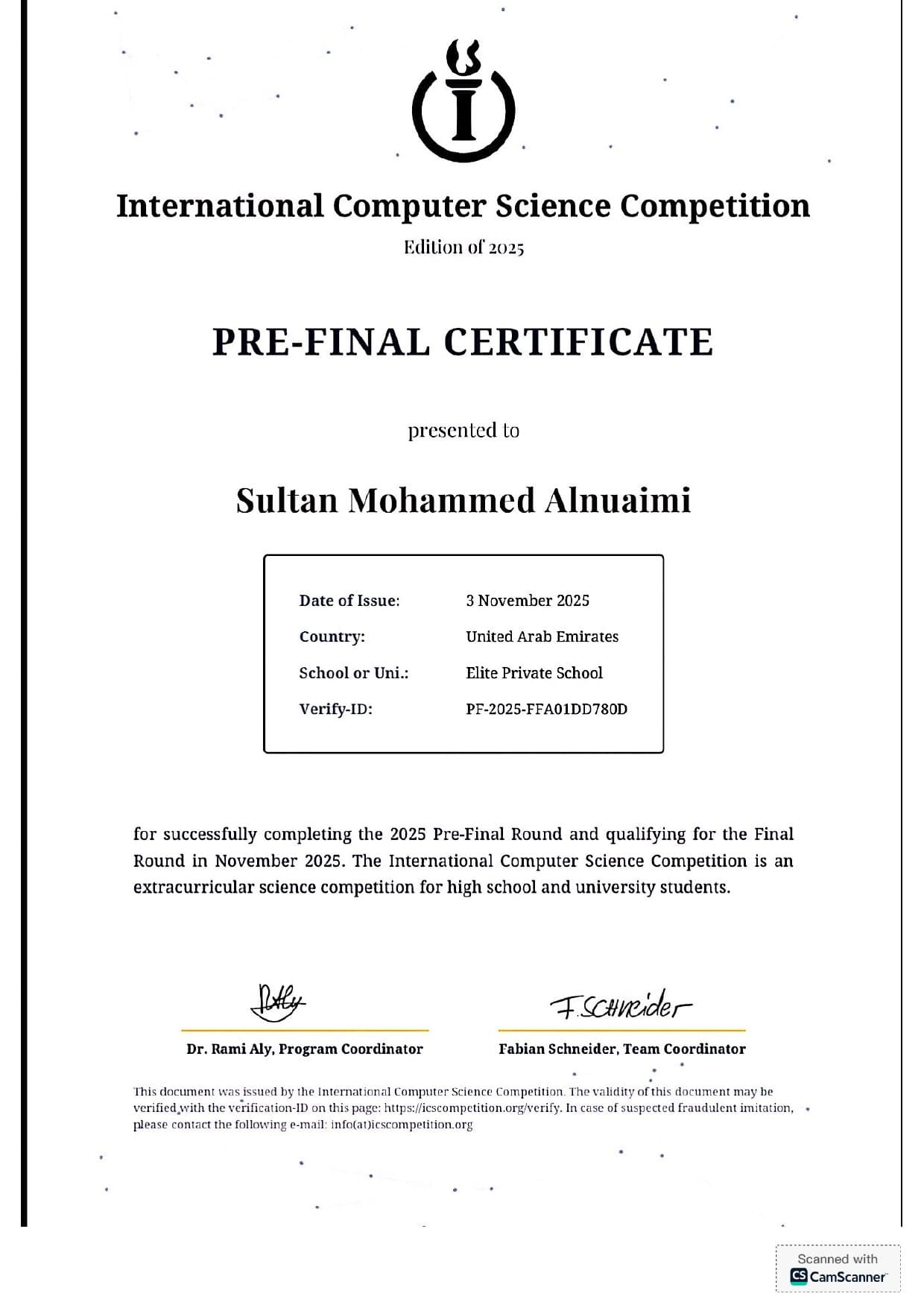 International Computer Science Competition — Pre-Final Round